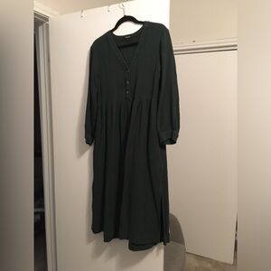 Madewell Women's Midi V-Neck Button Down Dress Size 6 Forest Green